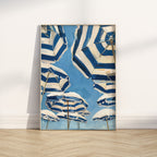 French Riviera Beach Umbrellas Print | Matte Vertical Poster