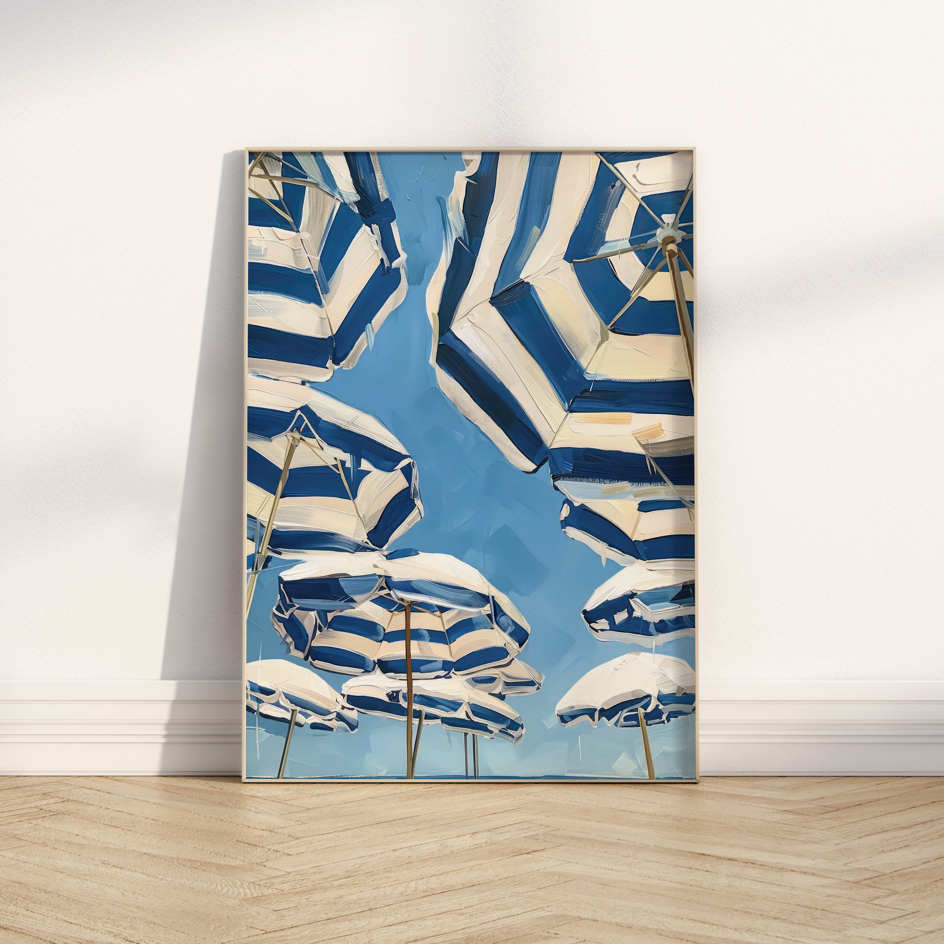 French Riviera Beach Umbrellas Print | Matte Vertical Poster