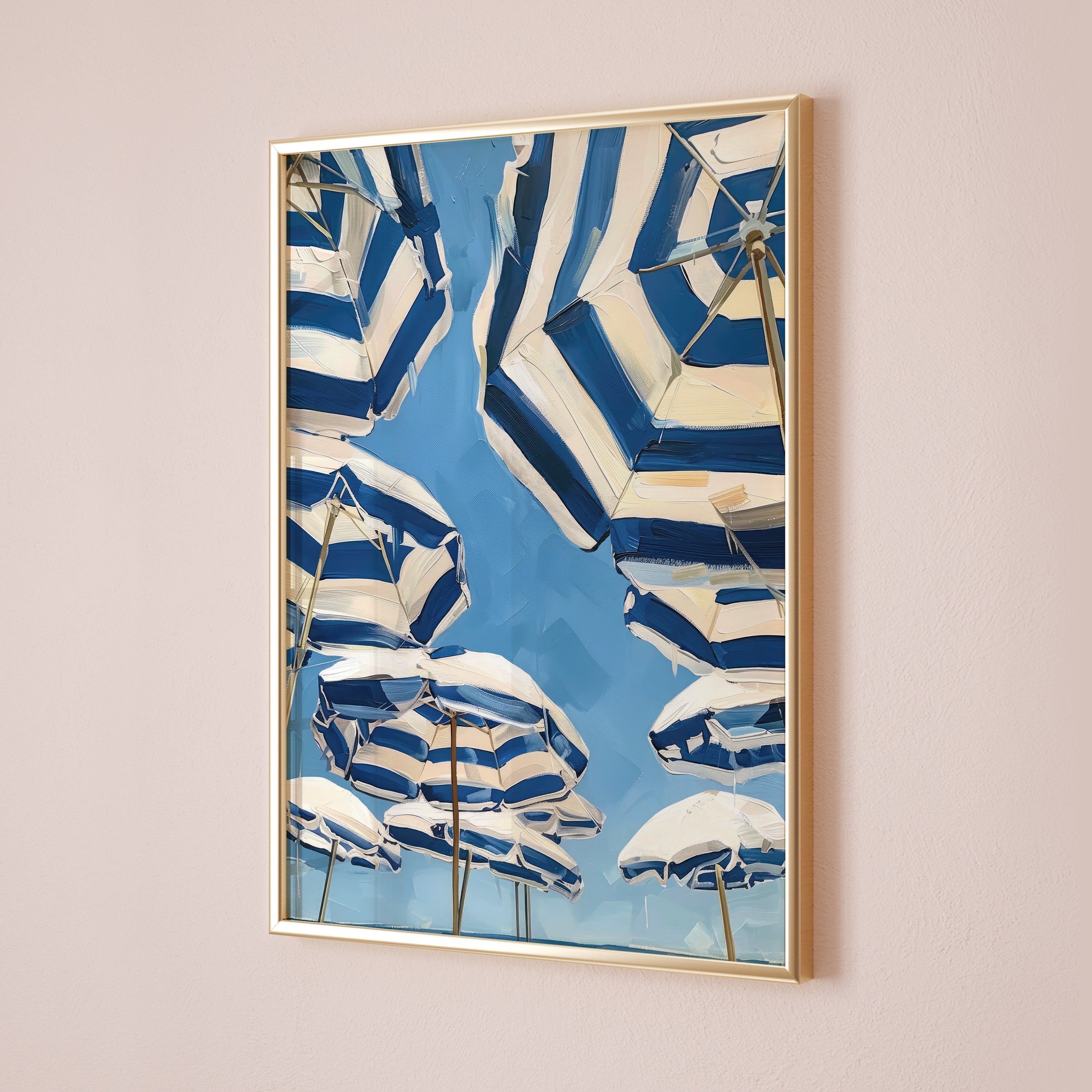 French Riviera Beach Umbrellas Print | Matte Vertical Poster