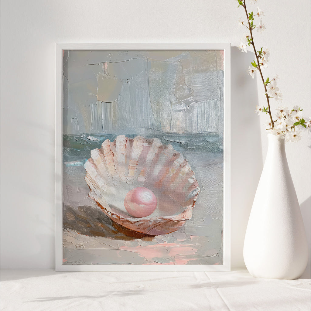 Pink Pearl in Oysters Print | Matte Vertical Poster