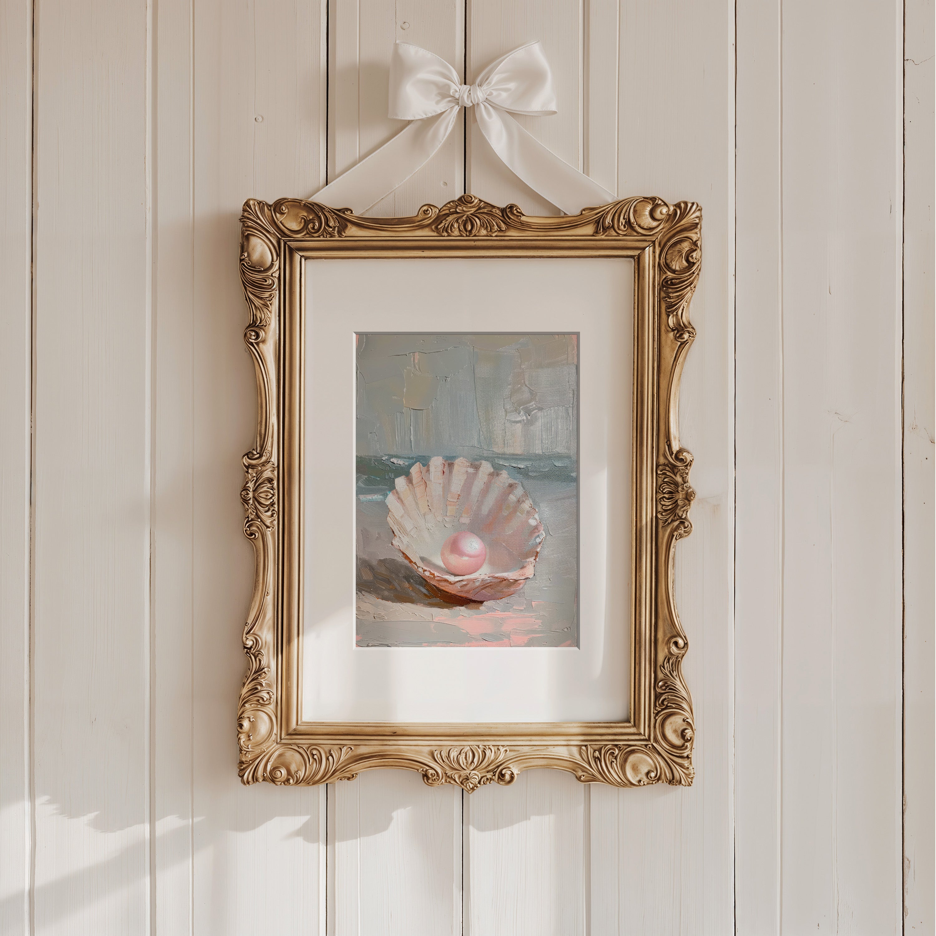 Pink Pearl in Oysters Print | Matte Vertical Poster