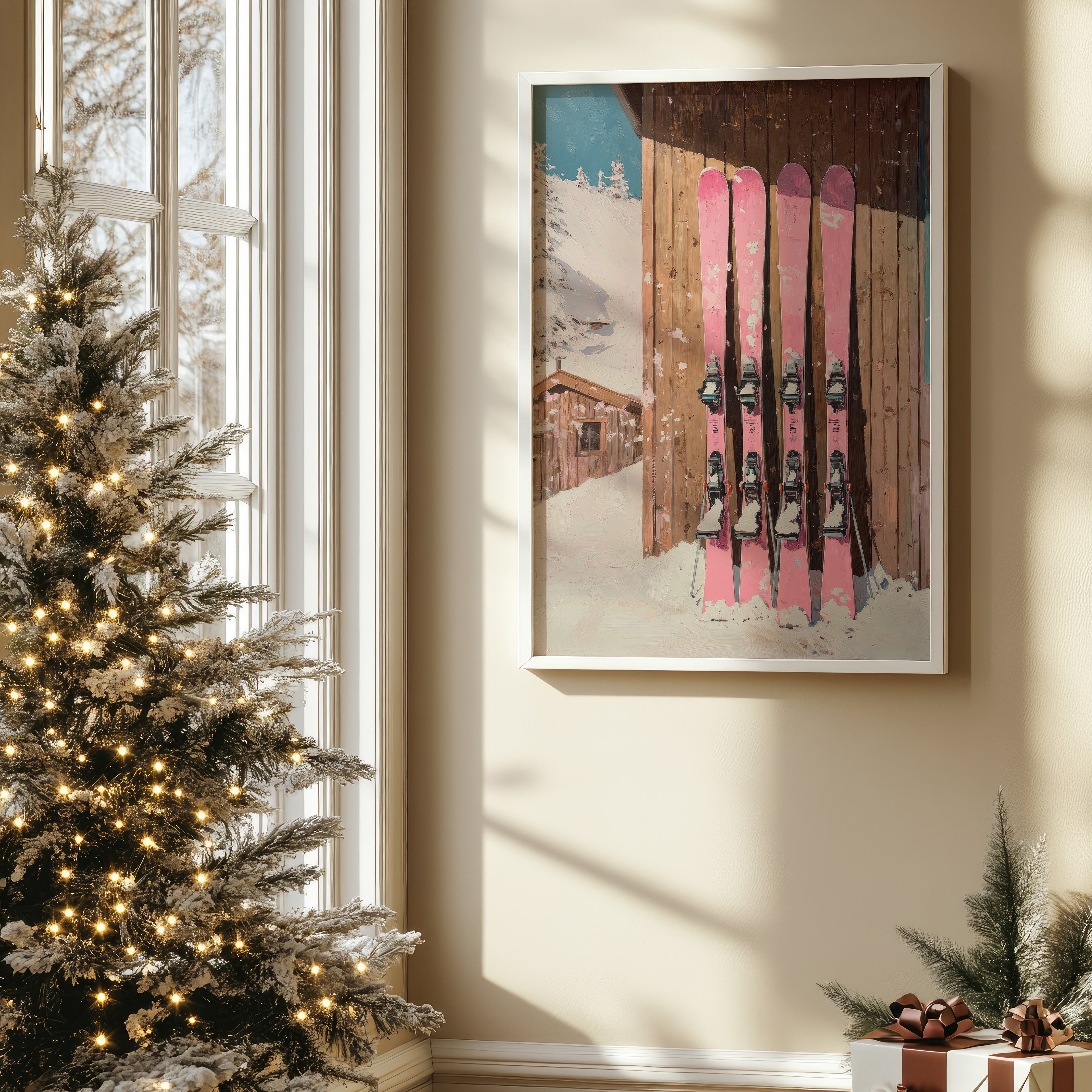 Pink Ski Equipment Print | Matte Vertical Poster